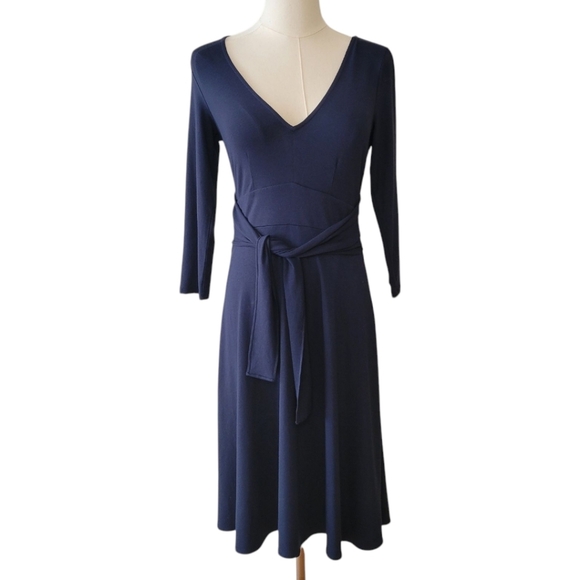 Ann Taylor Midnight Blue Jersey Knit Dress Size 0 - Picture 1 of 5